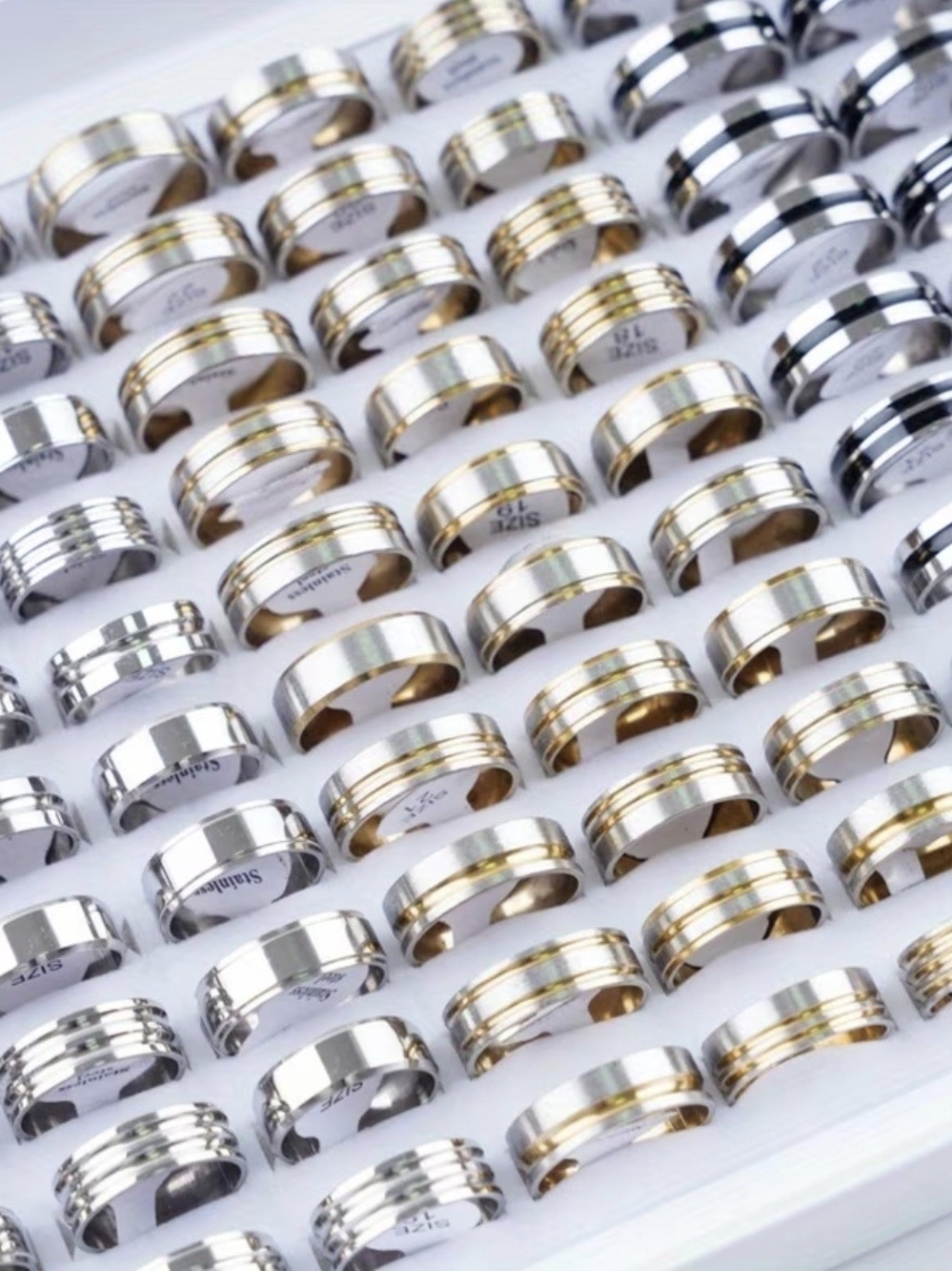 Gold and Silver Two-tone Unisex Band Ring 20pc